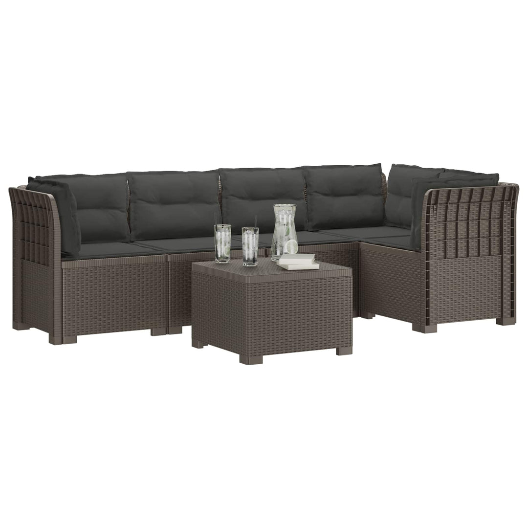 5-personers Havemøbel Sofa med Hynder Rattan Look PP Lysegrå