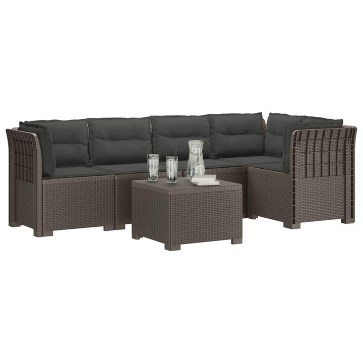 5-personers Havemøbel Sofa med Hynder Rattan Look PP Lysegrå