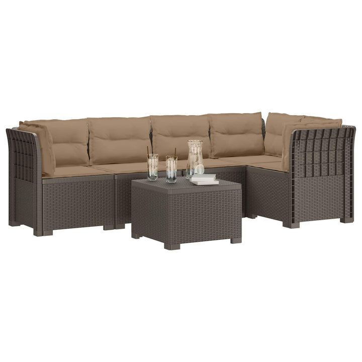 5-personers Havemøbel Sofa med Hynder Rattan Look PP Lysegrå