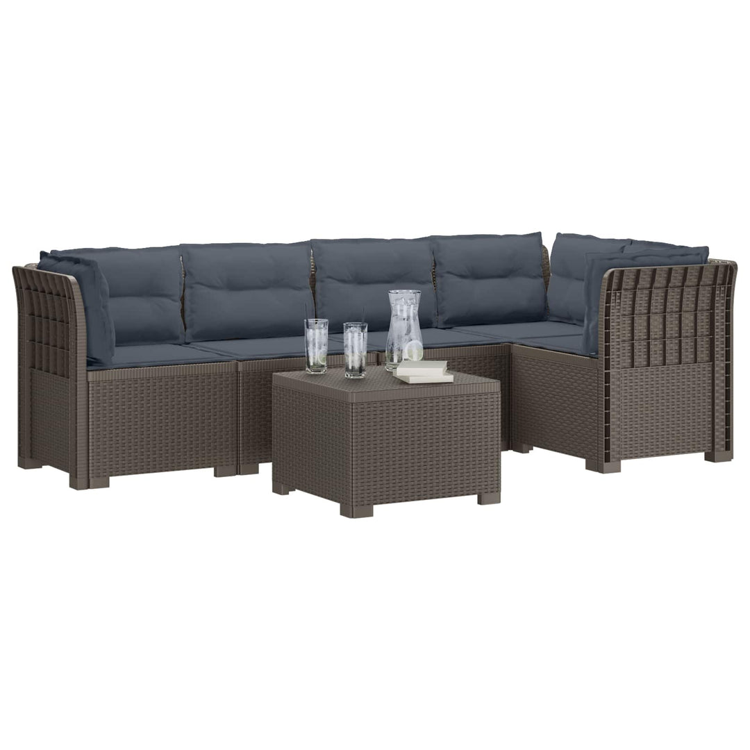 5-personers Havemøbel Sofa med Hynder Rattan Look PP Lysegrå