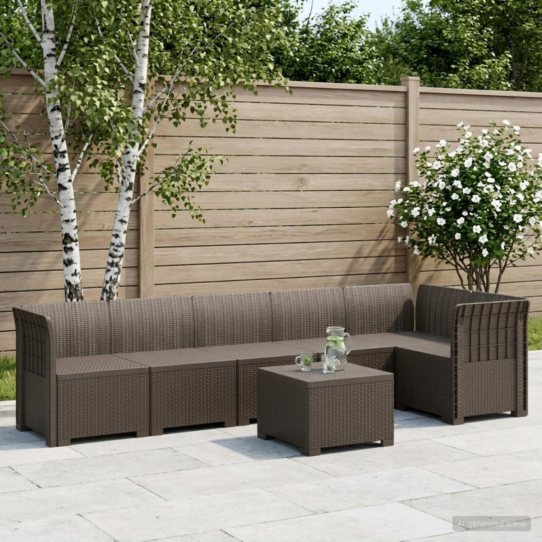 6-personers Have Sofa Rattan Look PP Lysegrå