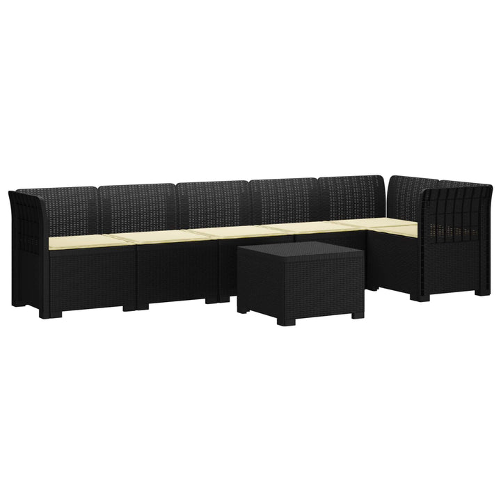 6-personers Have Sofa med Puder Rattan Look PP Antracit