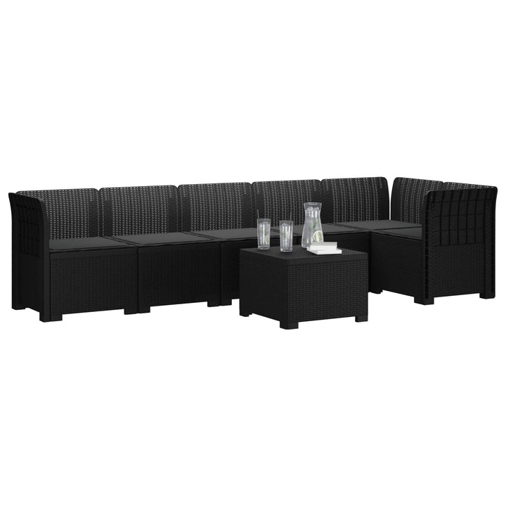 6-personers Have Sofa med Puder Rattan Look PP Antracit