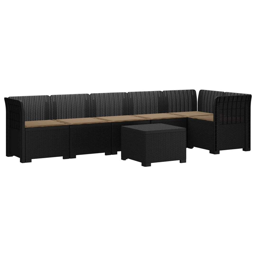 6-personers Have Sofa med Puder Rattan Look PP Antracit