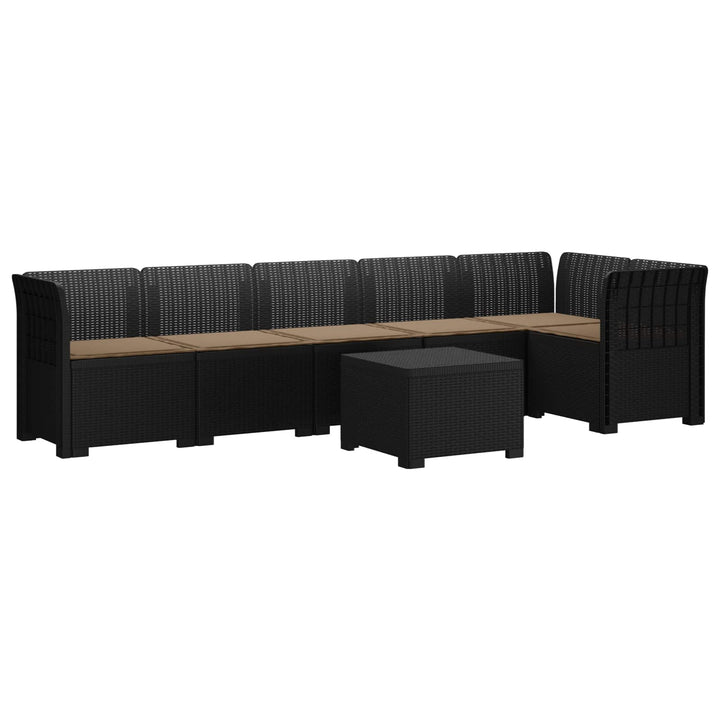 6-personers Have Sofa med Puder Rattan Look PP Antracit