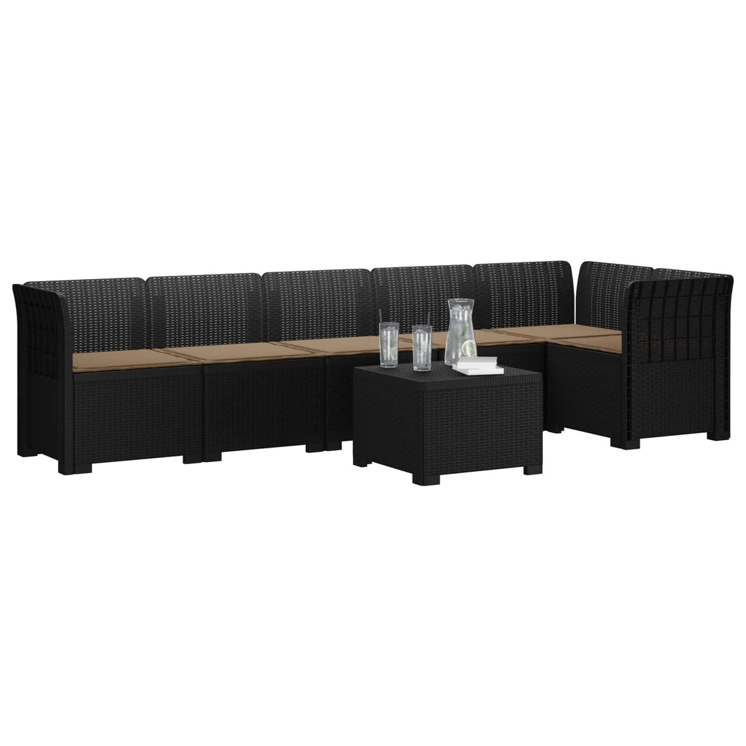 6-personers Have Sofa med Puder Rattan Look PP Antracit