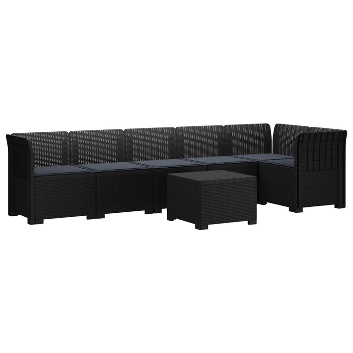 6-personers Have Sofa med Puder Rattan Look PP Antracit