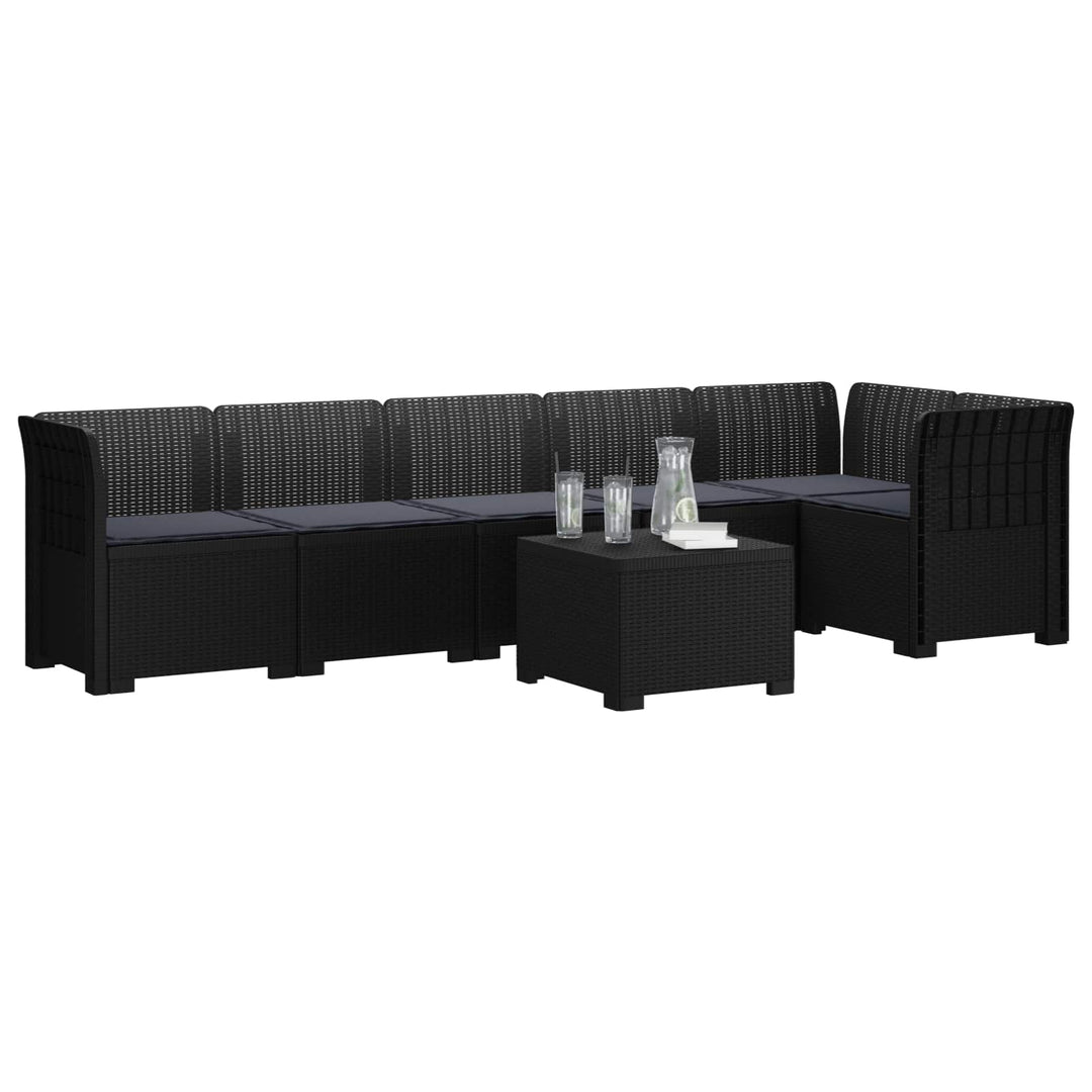6-personers Have Sofa med Puder Rattan Look PP Antracit