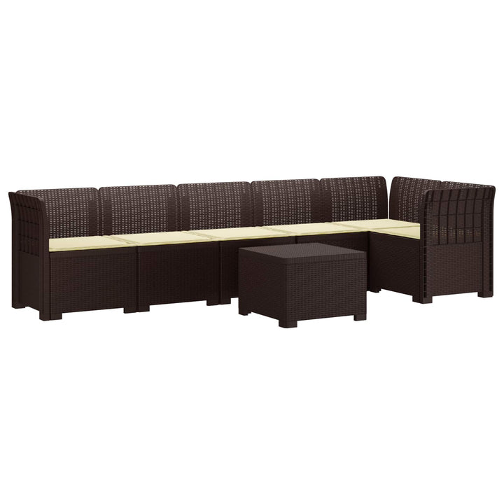 6-personers Have Sofa med Puder Rattan Look PP Brun