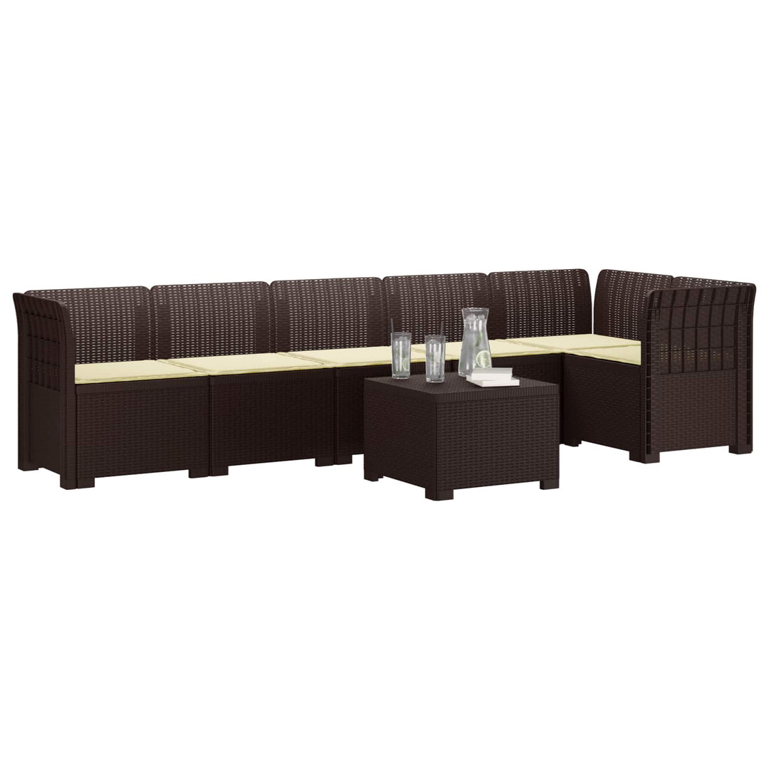 6-personers Have Sofa med Puder Rattan Look PP Brun