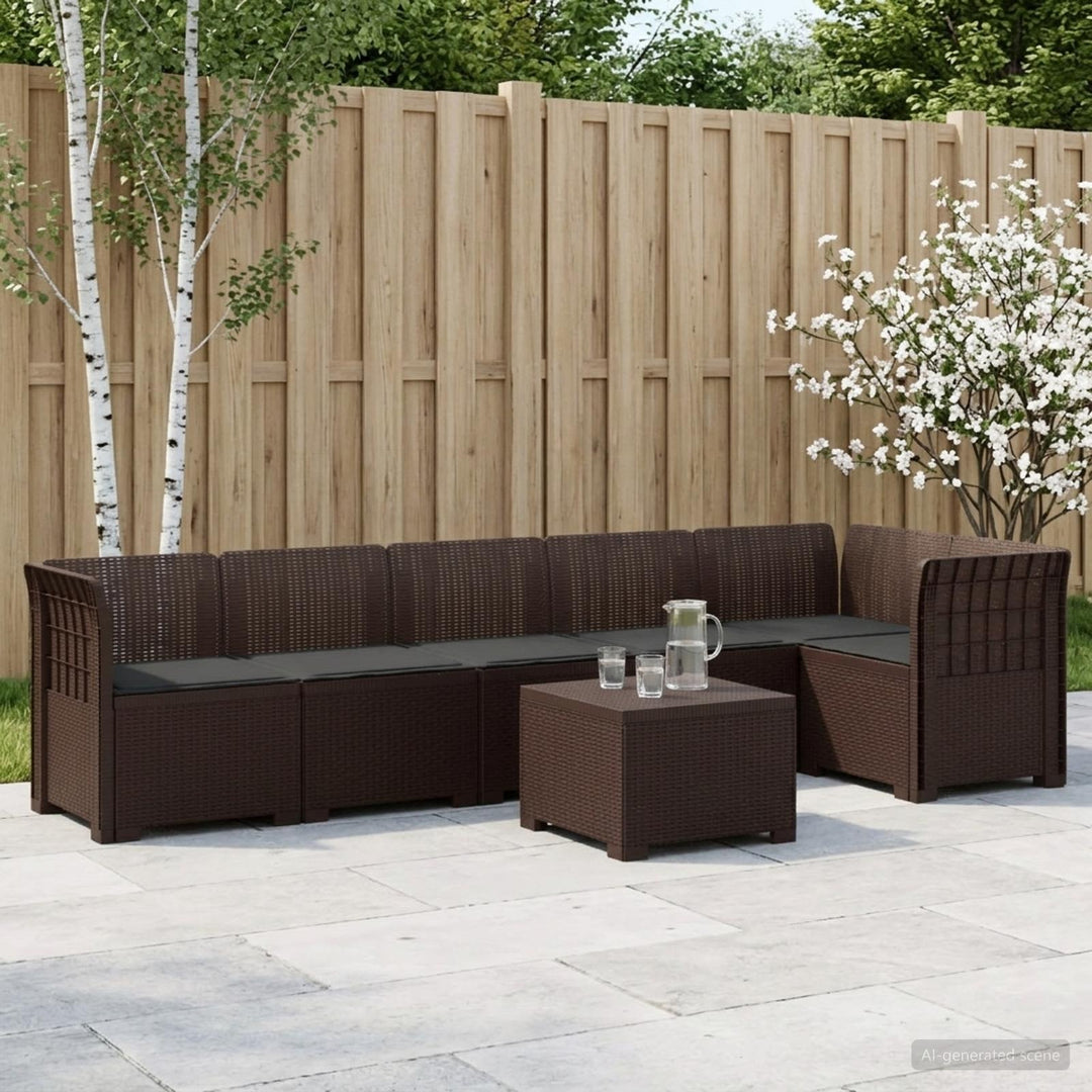 6-personers Have Sofa med Puder Rattan Look PP Brun