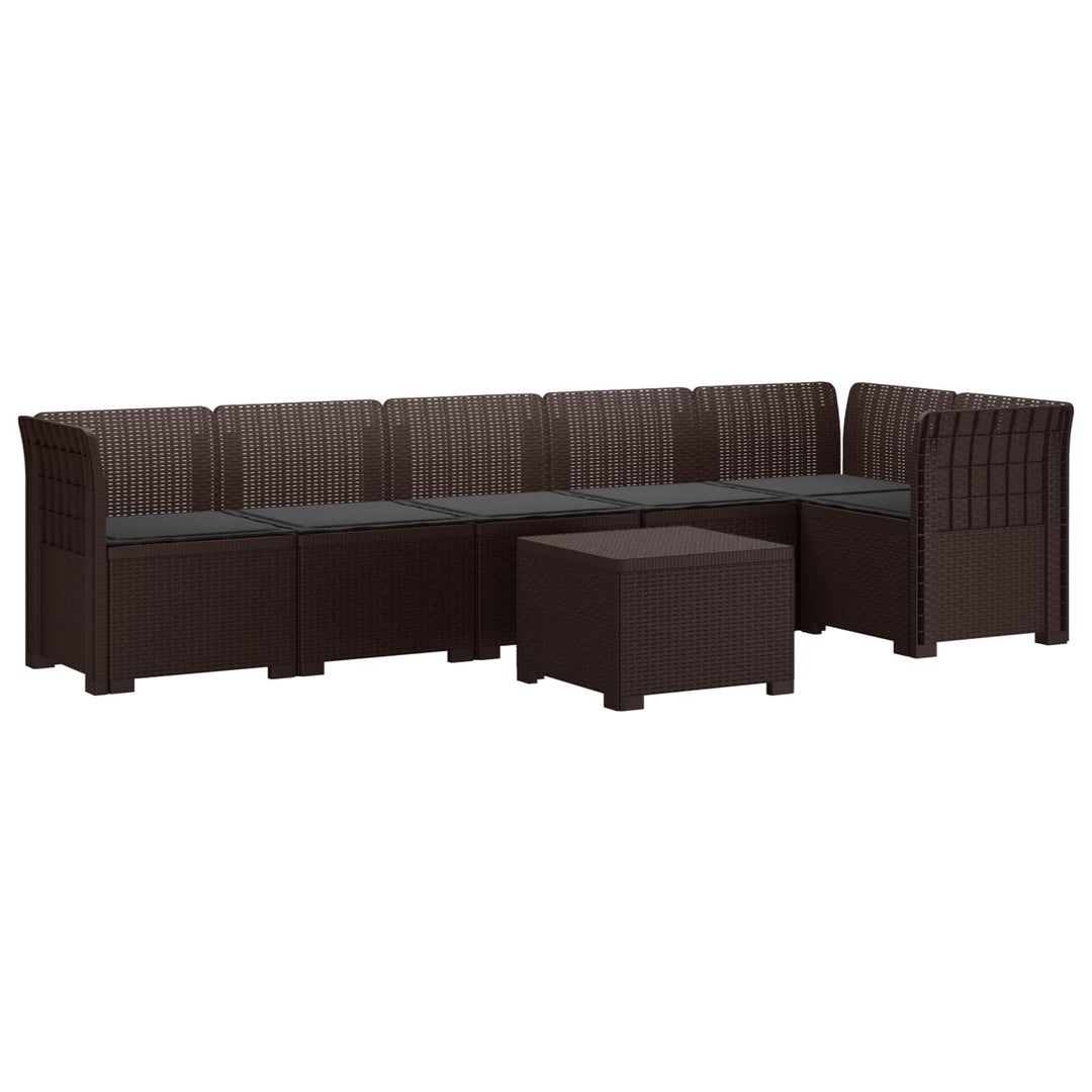 6-personers Have Sofa med Puder Rattan Look PP Brun