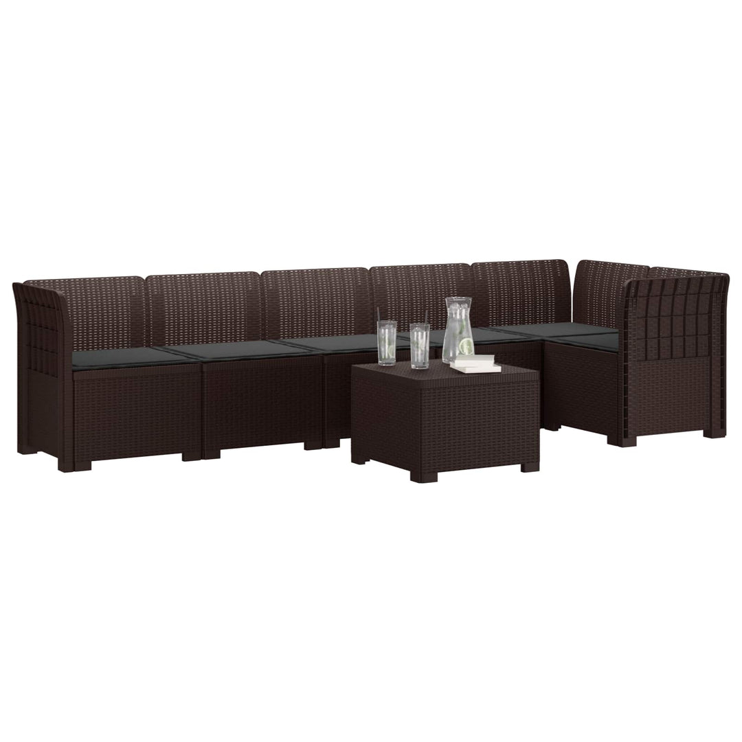 6-personers Have Sofa med Puder Rattan Look PP Brun