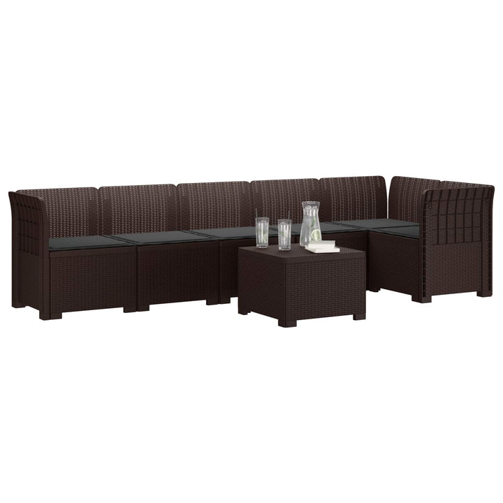 6-personers Have Sofa med Puder Rattan Look PP Brun