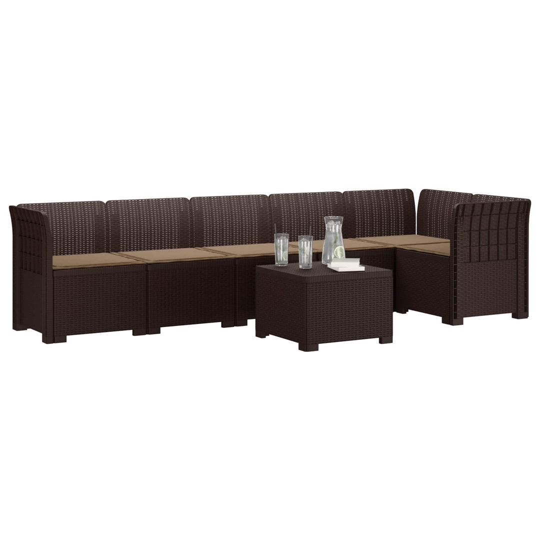 6-personers Have Sofa med Puder Rattan Look PP Brun
