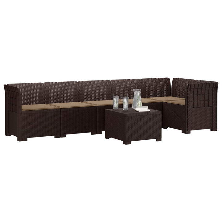6-personers Have Sofa med Puder Rattan Look PP Brun