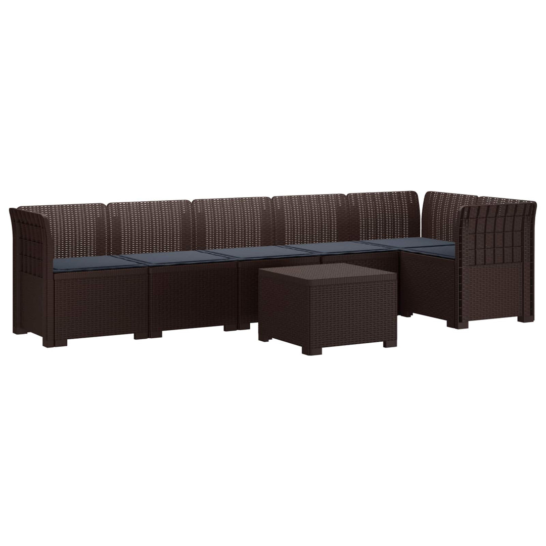 6-personers Have Sofa med Puder Rattan Look PP Brun