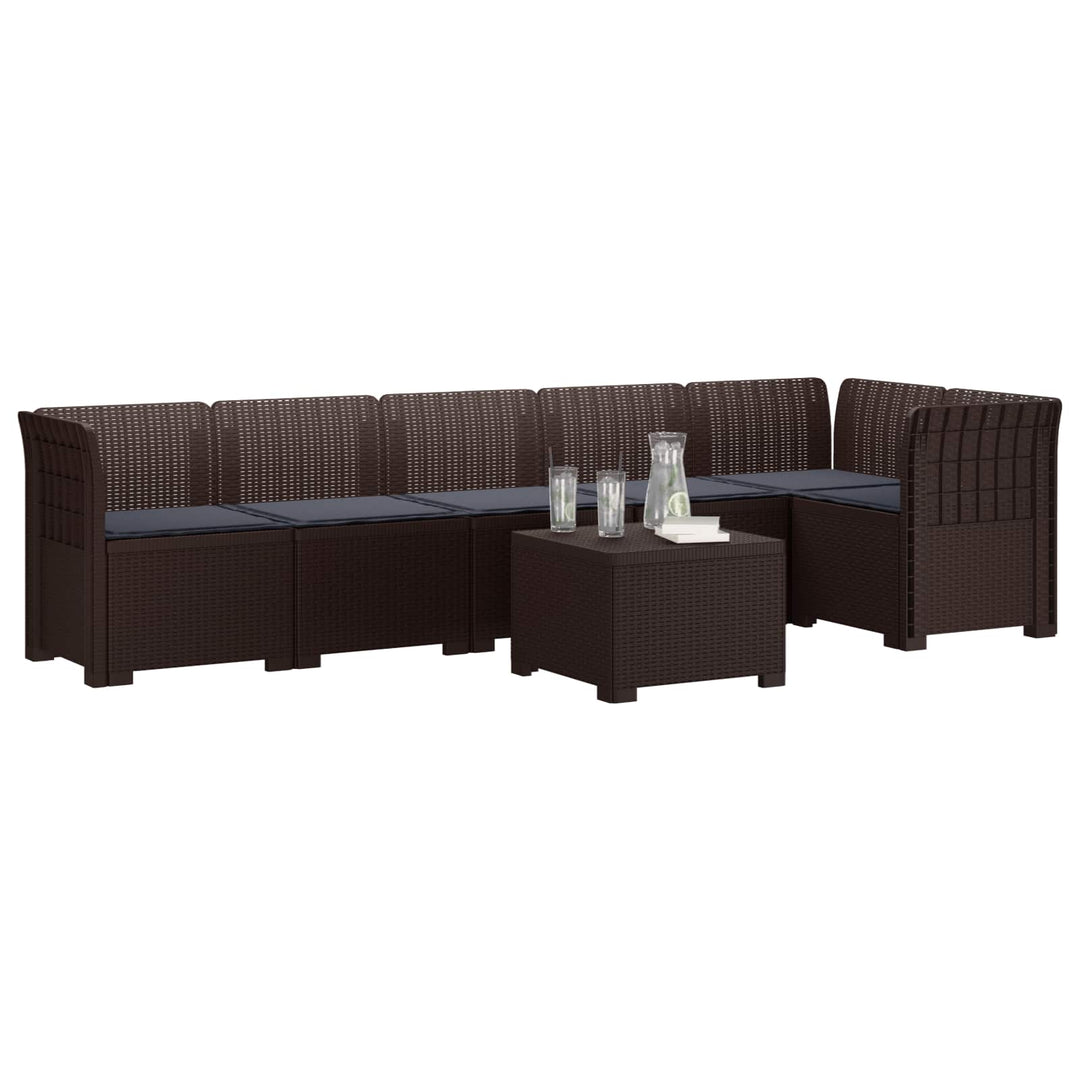 6-personers Have Sofa med Puder Rattan Look PP Brun
