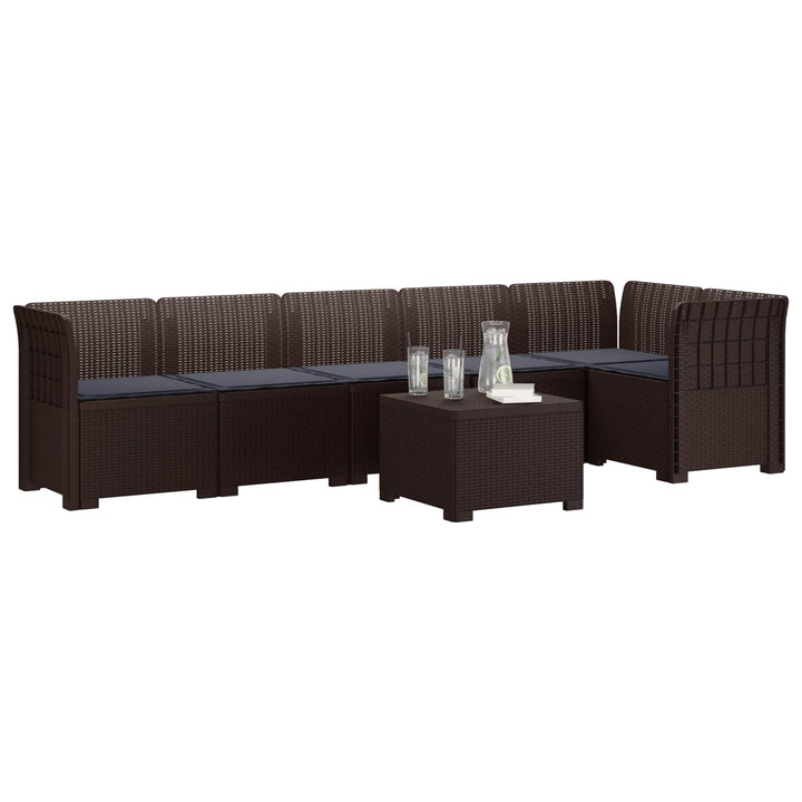 6-personers Have Sofa med Puder Rattan Look PP Brun