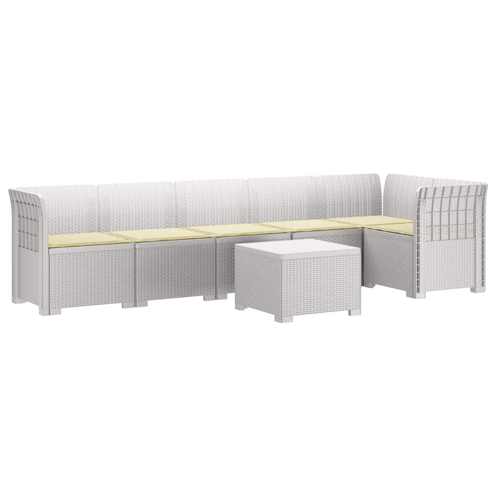 6-personers Have Sofa med Puder Rattan Look PP Hvid