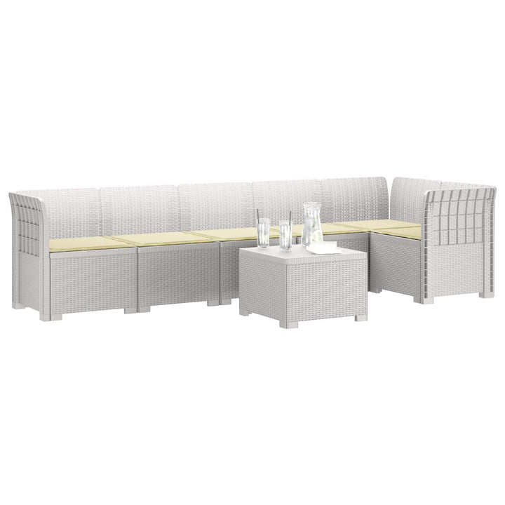 6-personers Have Sofa med Puder Rattan Look PP Hvid