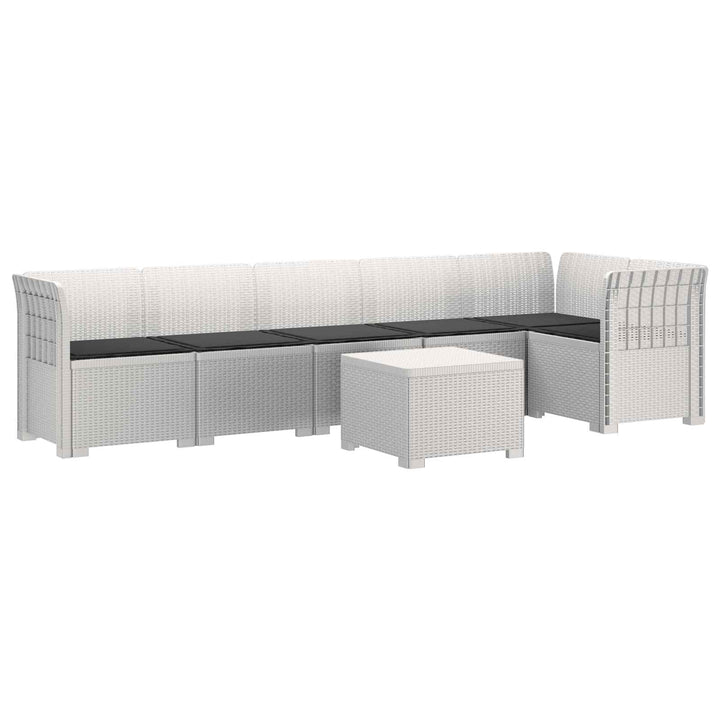 6-personers Have Sofa med Puder Rattan Look PP Hvid