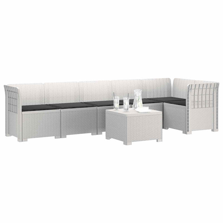 6-personers Have Sofa med Puder Rattan Look PP Hvid