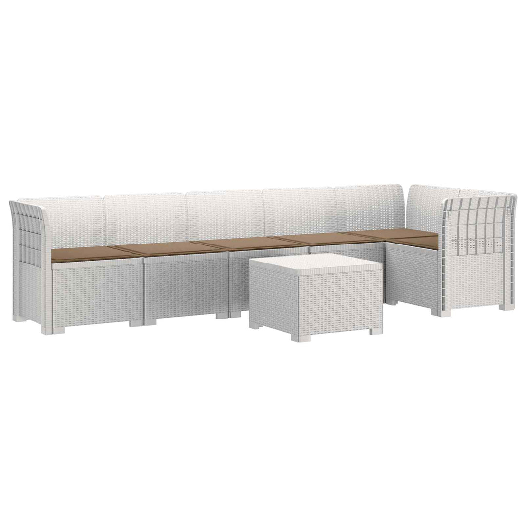 6-personers Have Sofa med Puder Rattan Look PP Hvid