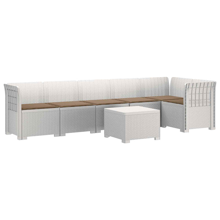 6-personers Have Sofa med Puder Rattan Look PP Hvid