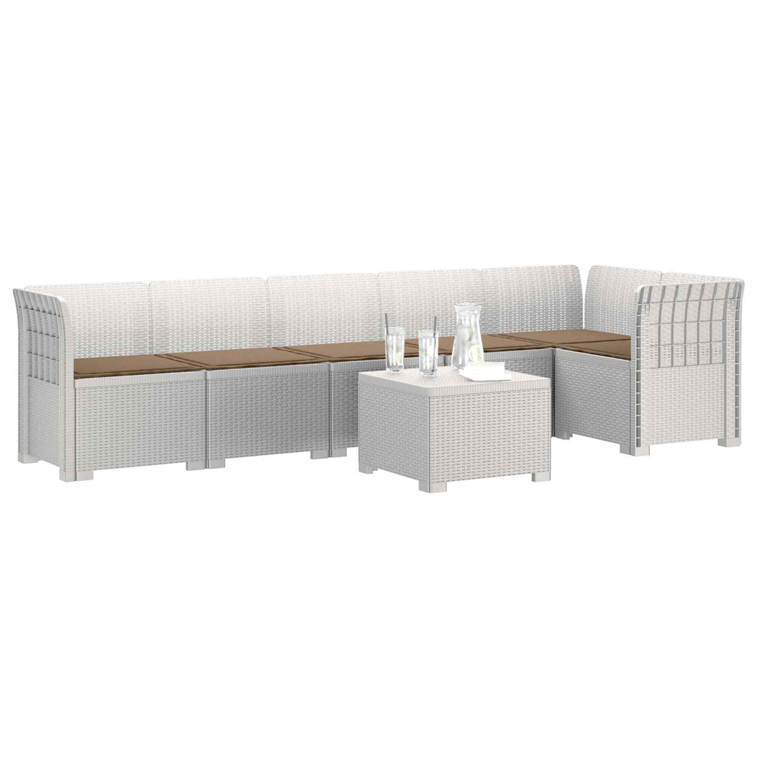 6-personers Have Sofa med Puder Rattan Look PP Hvid