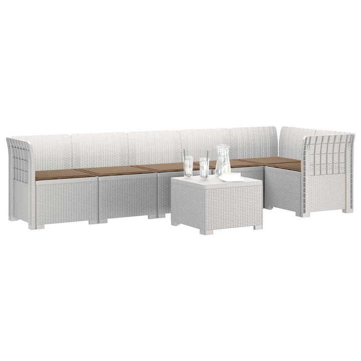 6-personers Have Sofa med Puder Rattan Look PP Hvid