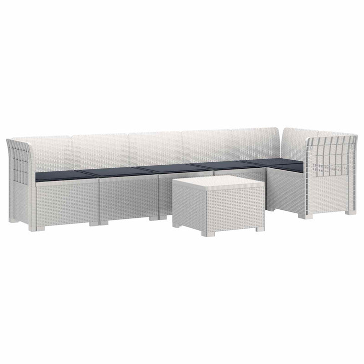 6-personers Have Sofa med Puder Rattan Look PP Hvid
