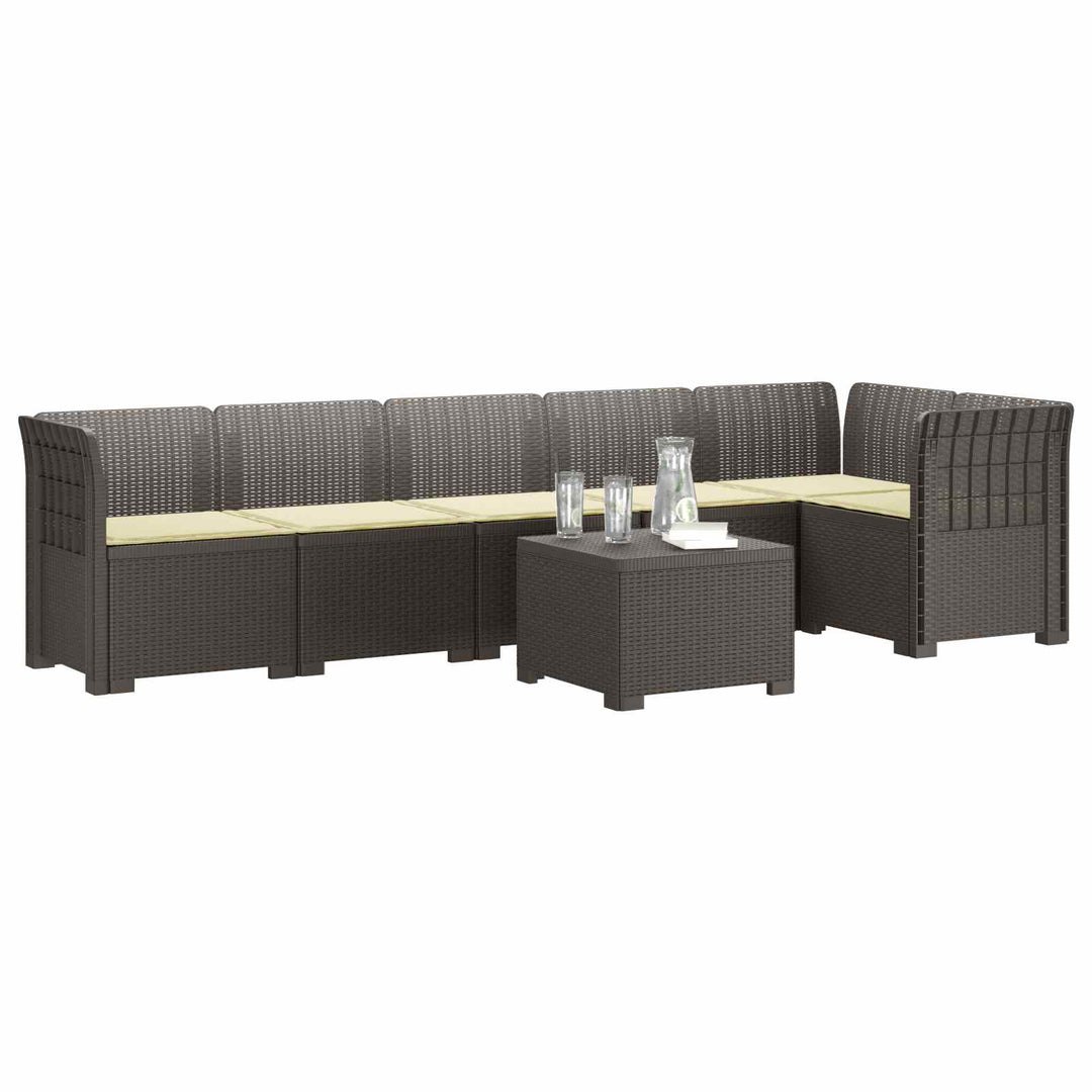6-personers Have Sofa med Puder Rattan Look PP Lysegrå