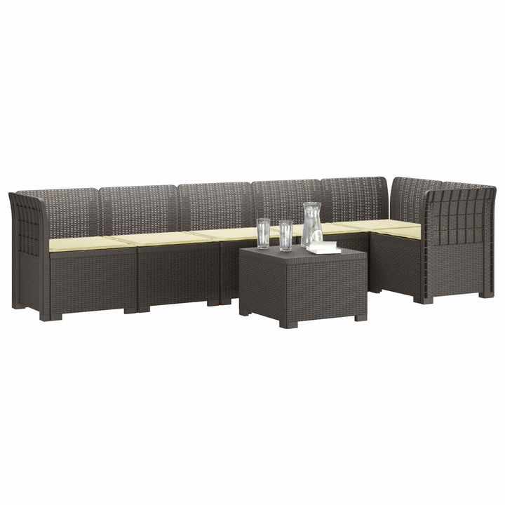 6-personers Have Sofa med Puder Rattan Look PP Lysegrå