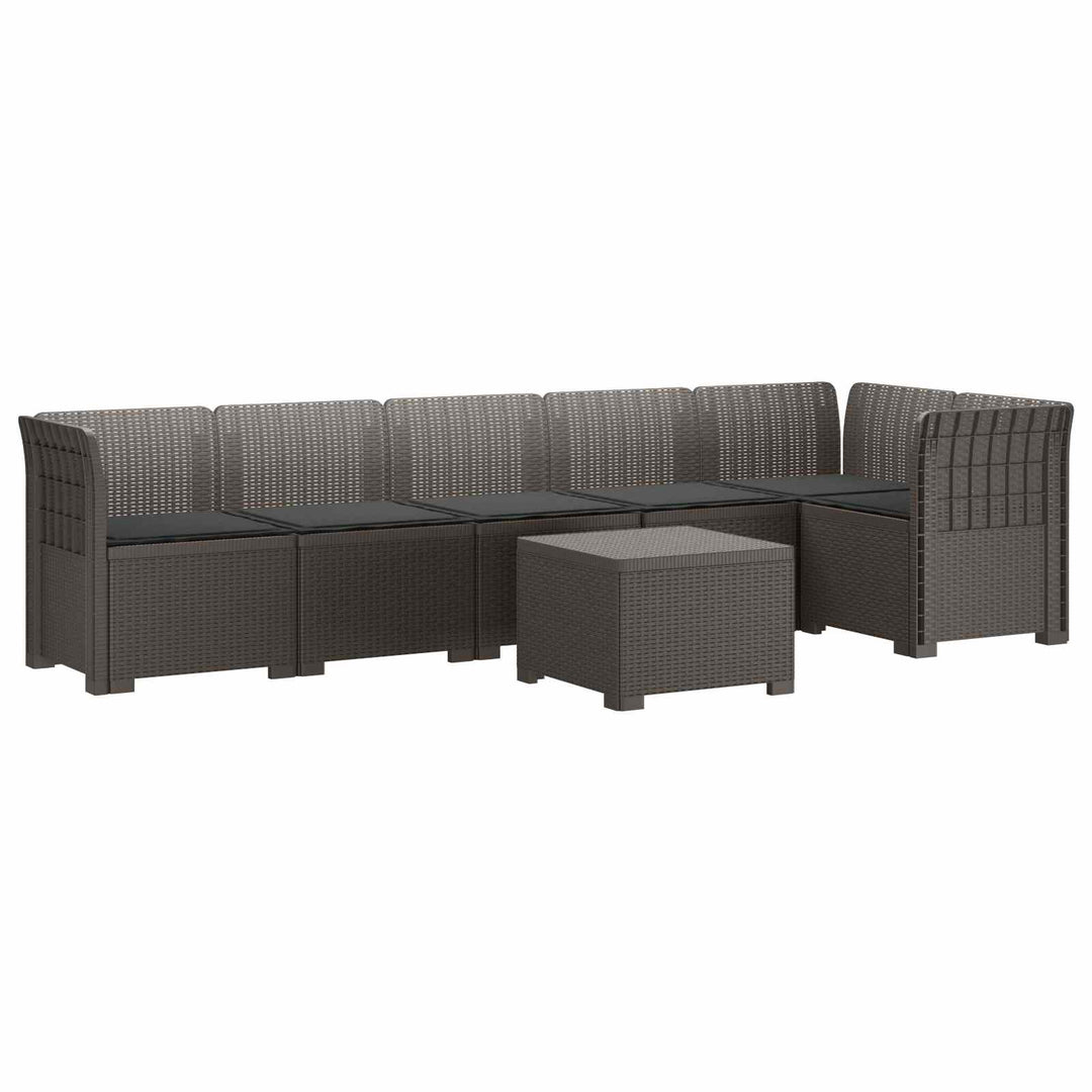 6-personers Have Sofa med Puder Rattan Look PP Lysegrå