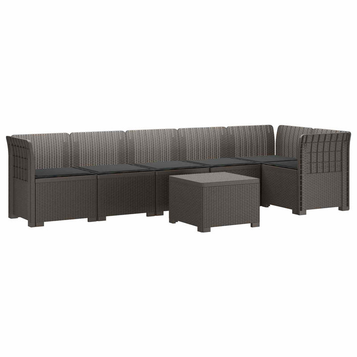 6-personers Have Sofa med Puder Rattan Look PP Lysegrå
