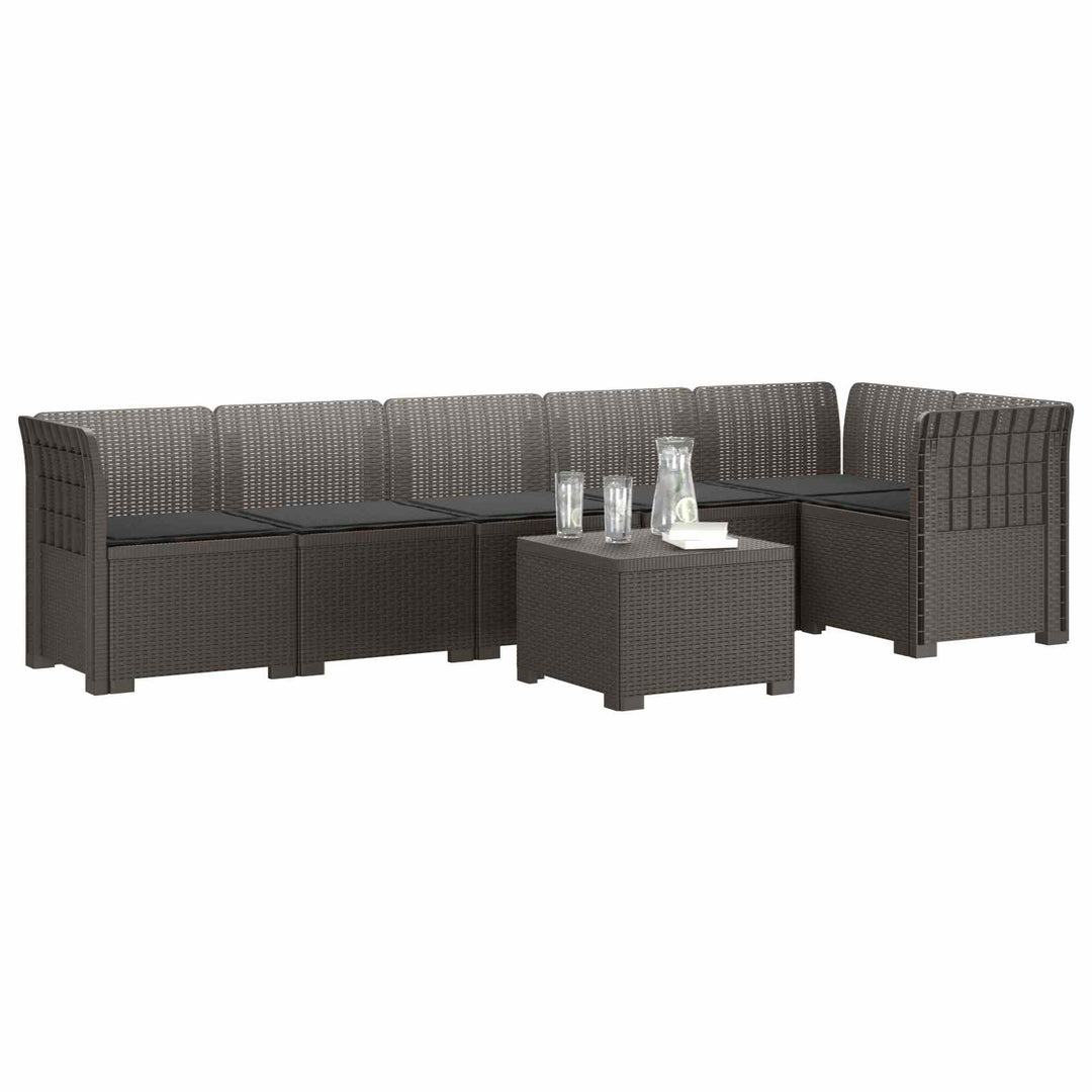 6-personers Have Sofa med Puder Rattan Look PP Lysegrå