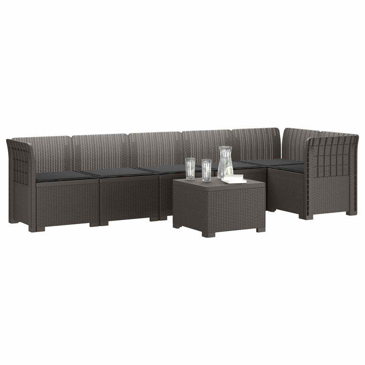 6-personers Have Sofa med Puder Rattan Look PP Lysegrå