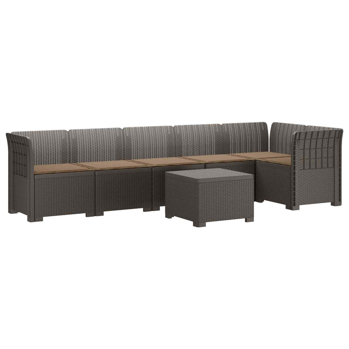 6-personers Have Sofa med Puder Rattan Look PP Lysegrå