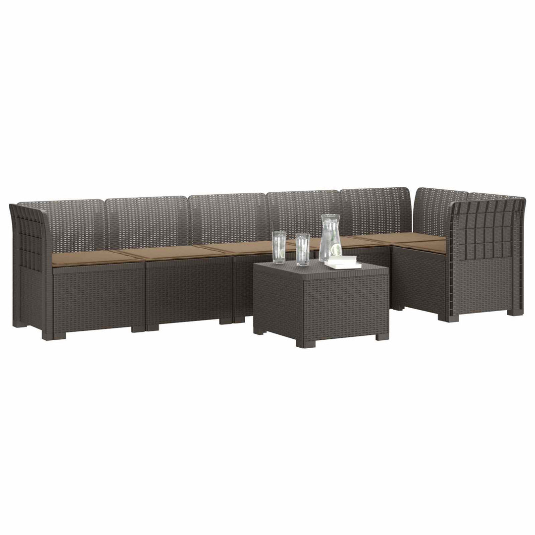 6-personers Have Sofa med Puder Rattan Look PP Lysegrå