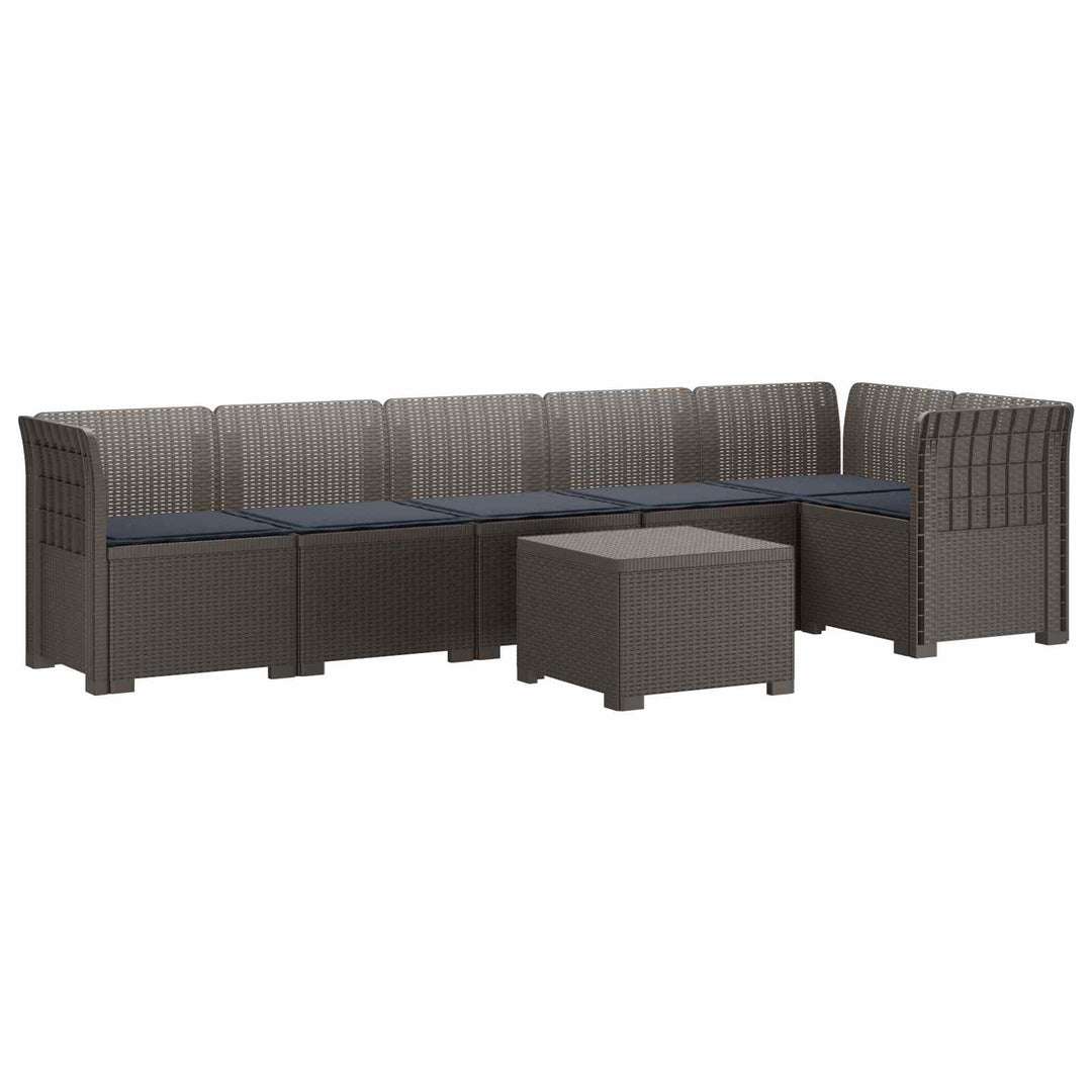 6-personers Have Sofa med Puder Rattan Look PP Lysegrå