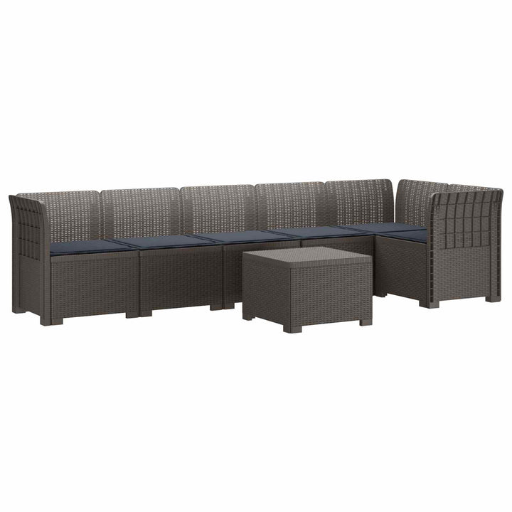 6-personers Have Sofa med Puder Rattan Look PP Lysegrå