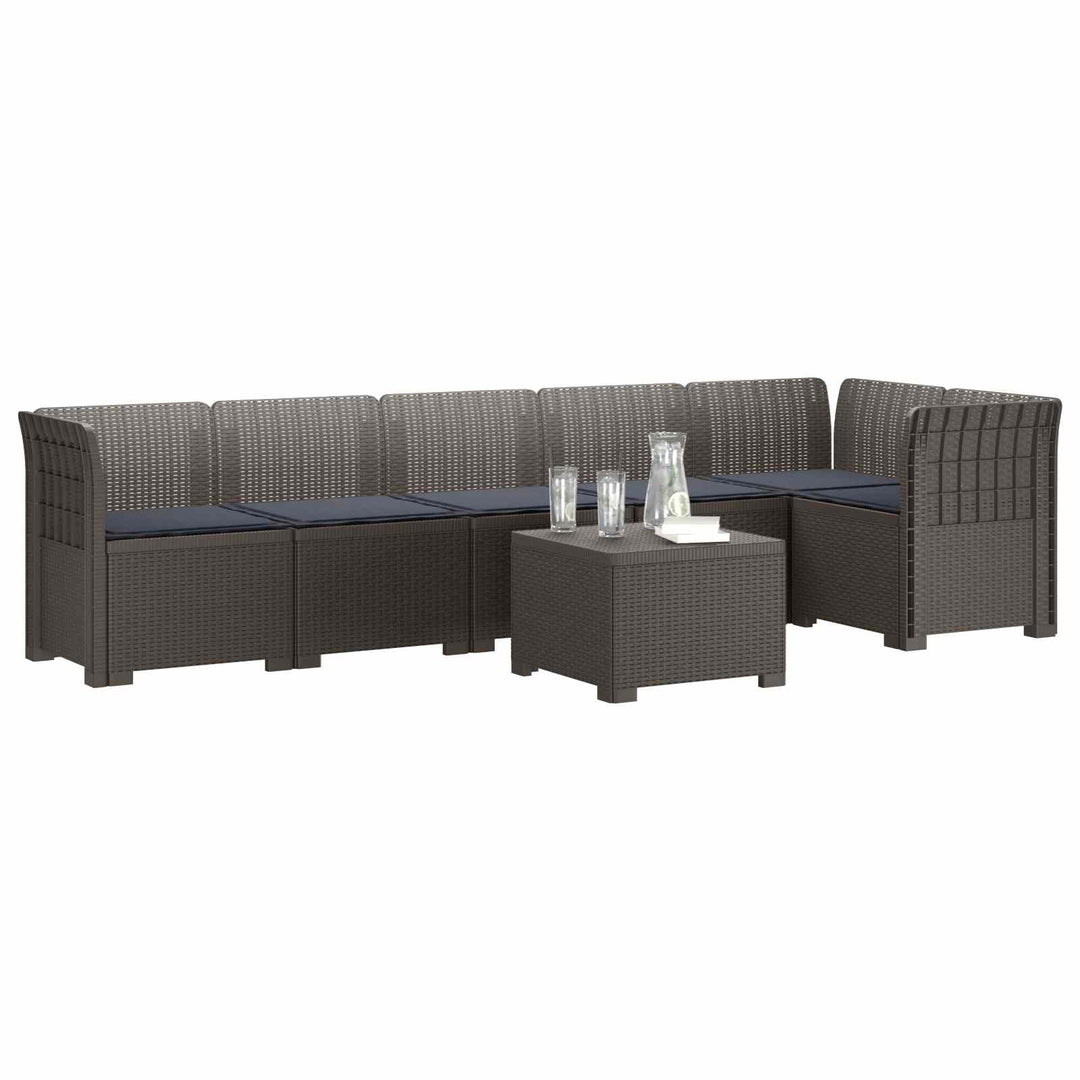 6-personers Have Sofa med Puder Rattan Look PP Lysegrå
