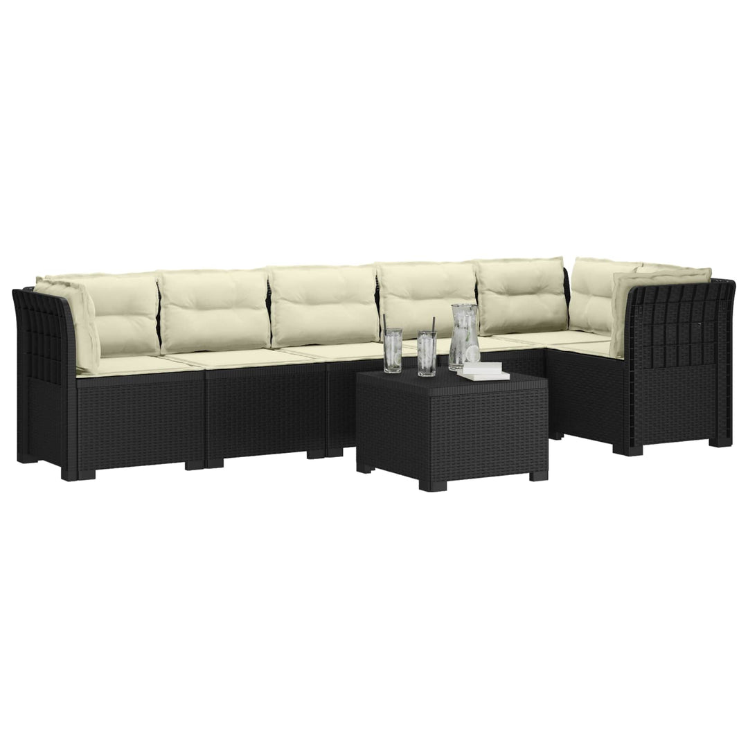 6-personers Have Sofa med Puder Rattan Look PP Antracit