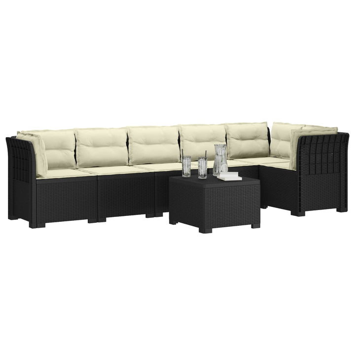 6-personers Have Sofa med Puder Rattan Look PP Antracit
