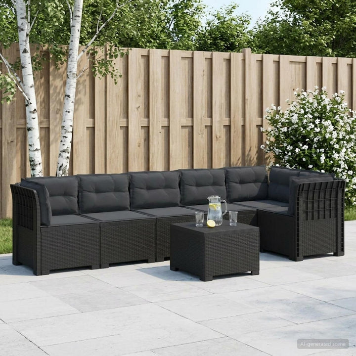 6-personers Have Sofa med Puder Rattan Look PP Antracit