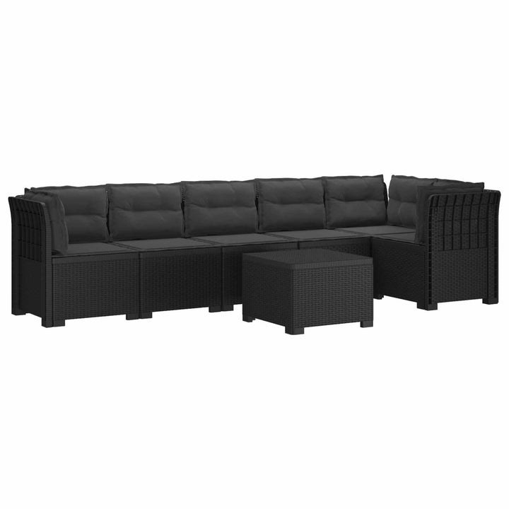 6-personers Have Sofa med Puder Rattan Look PP Antracit