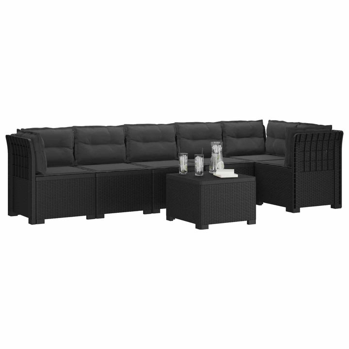 6-personers Have Sofa med Puder Rattan Look PP Antracit
