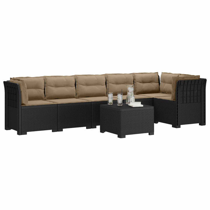 6-personers Have Sofa med Puder Rattan Look PP Antracit