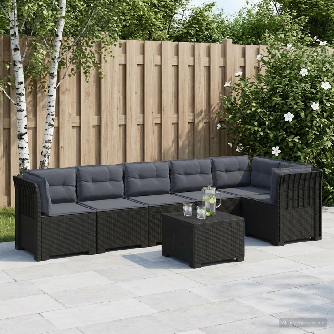 6-personers Have Sofa med Puder Rattan Look PP Antracit